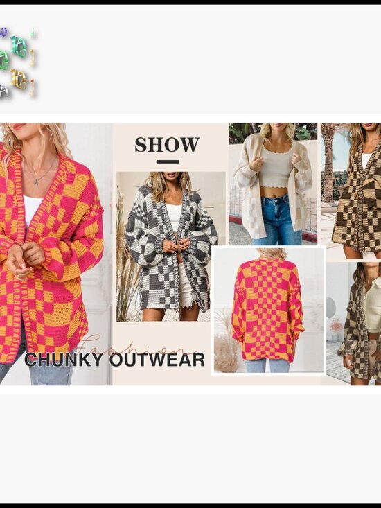 Vintage Plaid Cardigan Sweater Chunky Knit Oversized Boyfriend Style Open Front - Picture 7 of 7